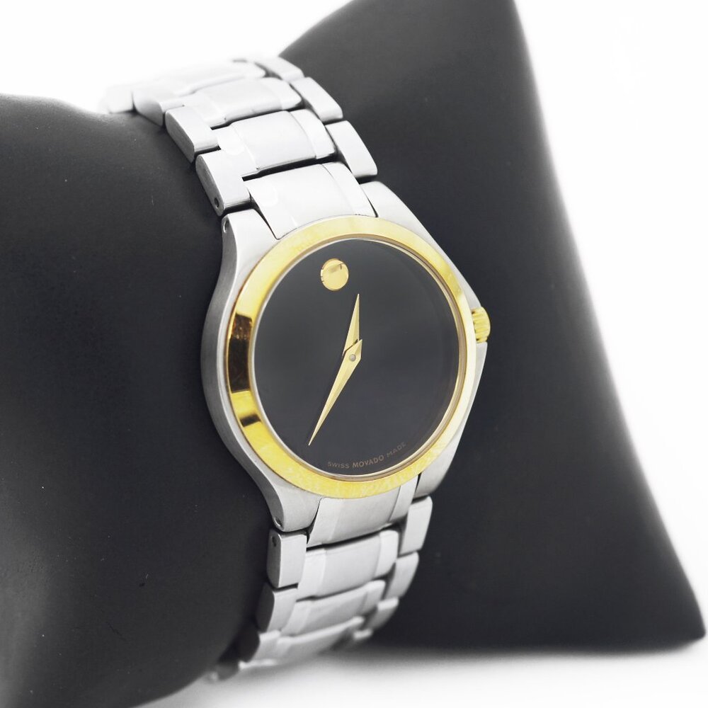 Movado Sapphire Black Dial Stainless Steel Watch